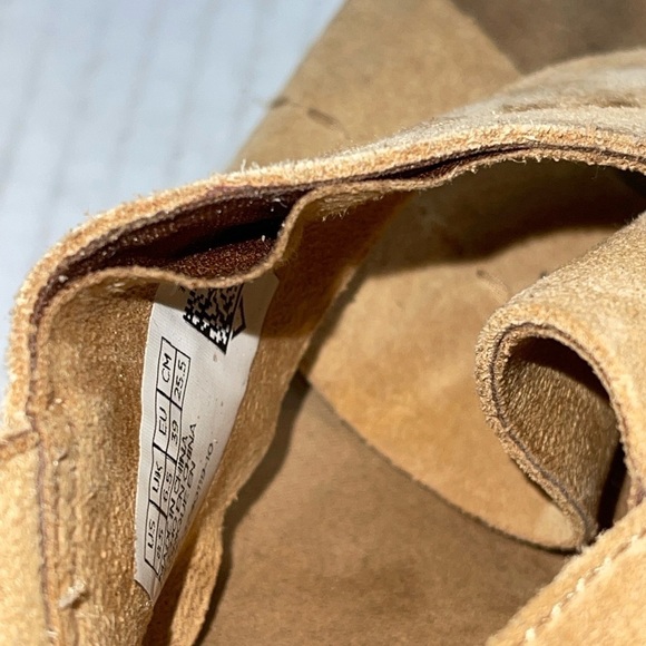 TOMS Women's Sandals Size 8.5 Tan Suede "Ibiza" Platform Buckle Close Open Toe - Picture 12 of 13